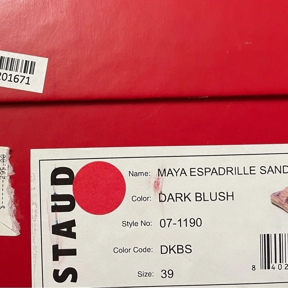 NEW Staud Espadrille Ruched Sandals in Dark Blush Size 9